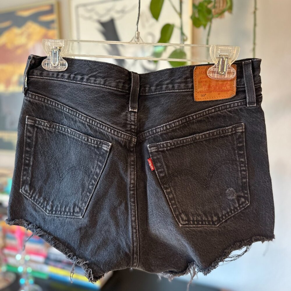 Levi's 501 Black Jean Shorts With Side Zips
